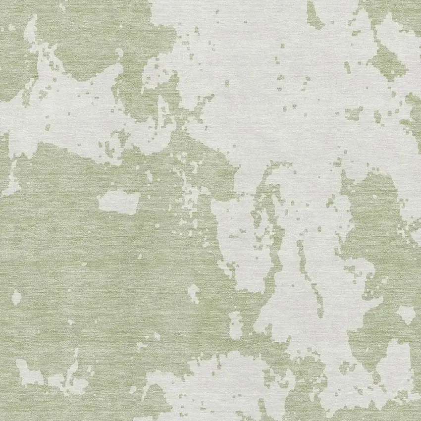 Artichoke Green And Ivory Abstract Washable Area Rug With UV Protection Photo 3