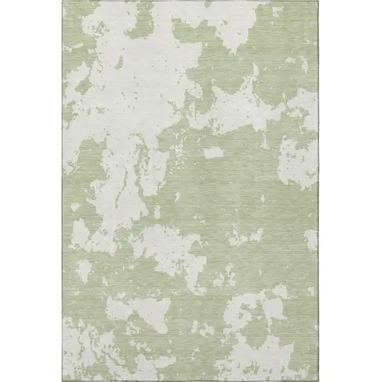 Artichoke Green And Ivory Abstract Washable Area Rug With UV Protection Photo 4