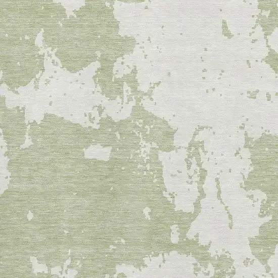 Artichoke Green And Ivory Abstract Washable Area Rug With UV Protection Photo 3