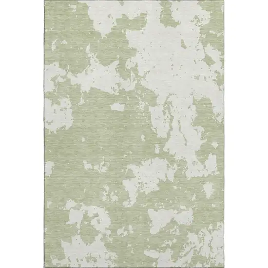 Artichoke Green And Ivory Abstract Washable Area Rug With UV Protection Photo 1