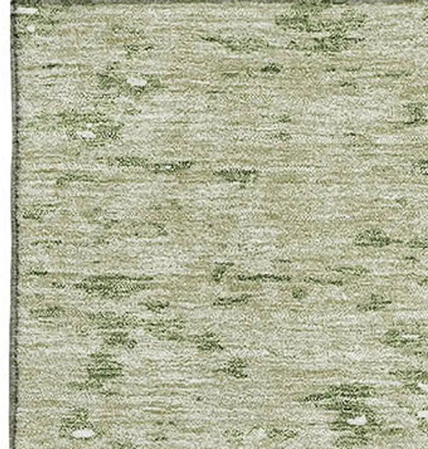 Artichoke Green And Ivory Abstract Washable Area Rug With UV Protection Photo 2