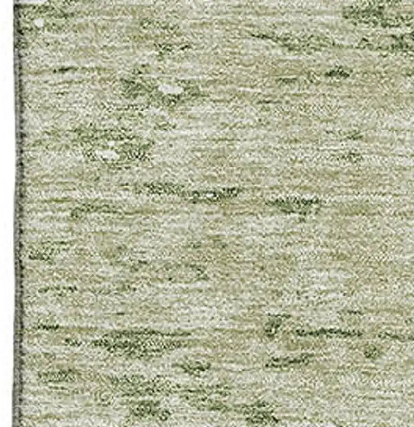 Artichoke Green And Ivory Abstract Washable Area Rug With UV Protection Photo 2