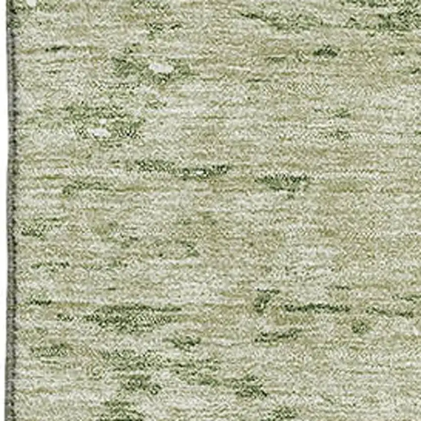 Artichoke Green And Ivory Abstract Washable Area Rug With UV Protection Photo 3