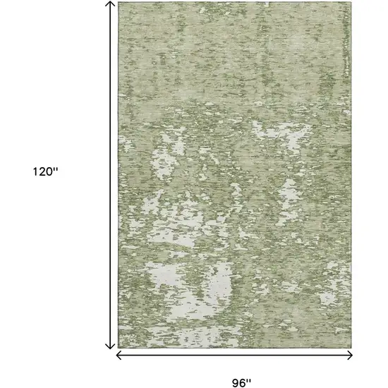 Artichoke Green And Ivory Abstract Washable Area Rug With UV Protection Photo 9
