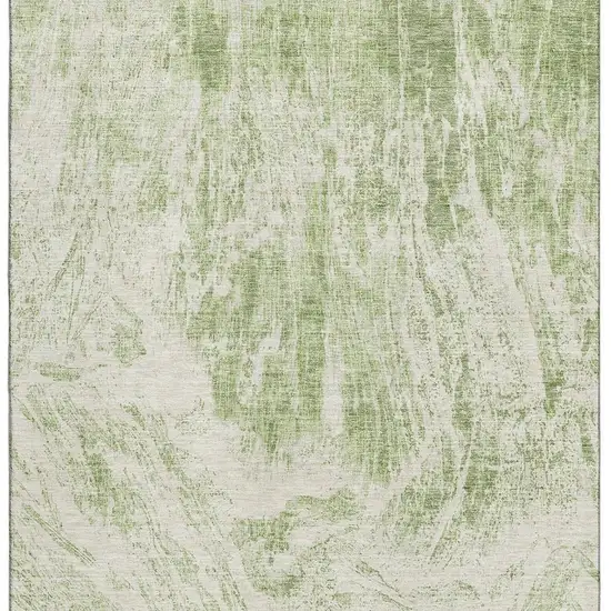 Artichoke Green And Ivory Abstract Washable Area Rug With UV Protection Photo 2