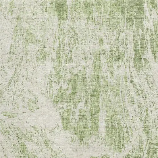 Artichoke Green And Ivory Abstract Washable Area Rug With UV Protection Photo 2