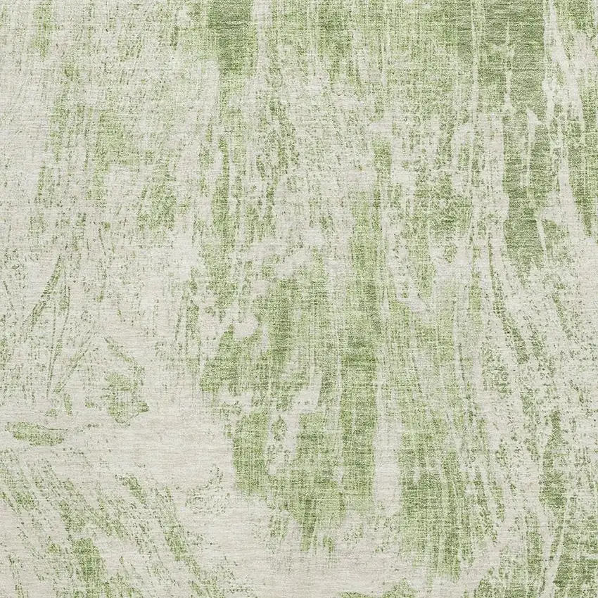 Artichoke Green And Ivory Abstract Washable Area Rug With UV Protection Photo 2
