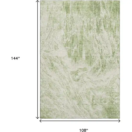 Artichoke Green And Ivory Abstract Washable Area Rug With UV Protection Photo 9