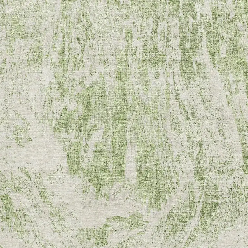 Artichoke Green And Ivory Abstract Washable Area Rug With UV Protection Photo 2