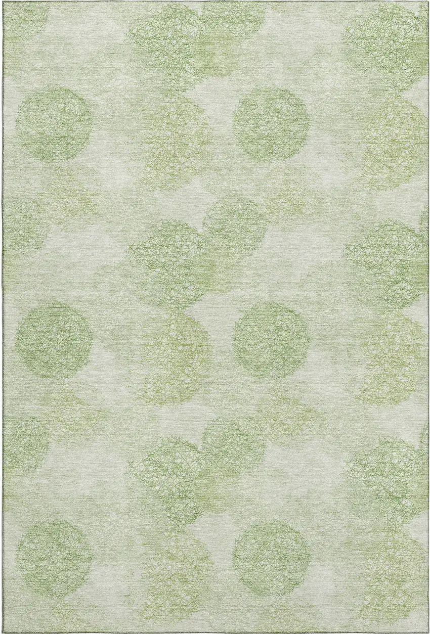 Artichoke Green And Ivory Abstract Washable Area Rug With UV Protection Photo 1
