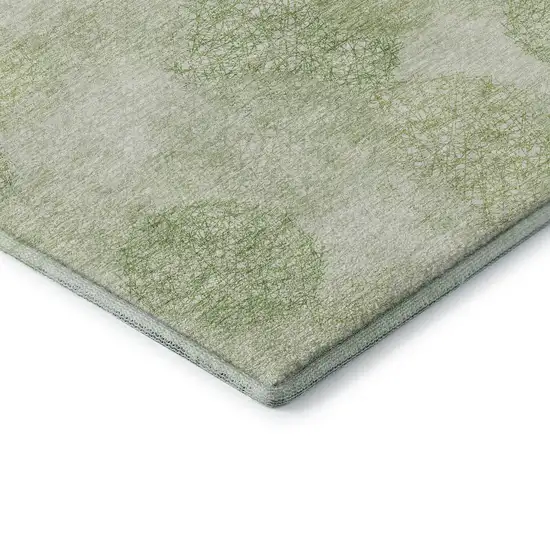 Artichoke Green And Ivory Abstract Washable Area Rug With UV Protection Photo 7