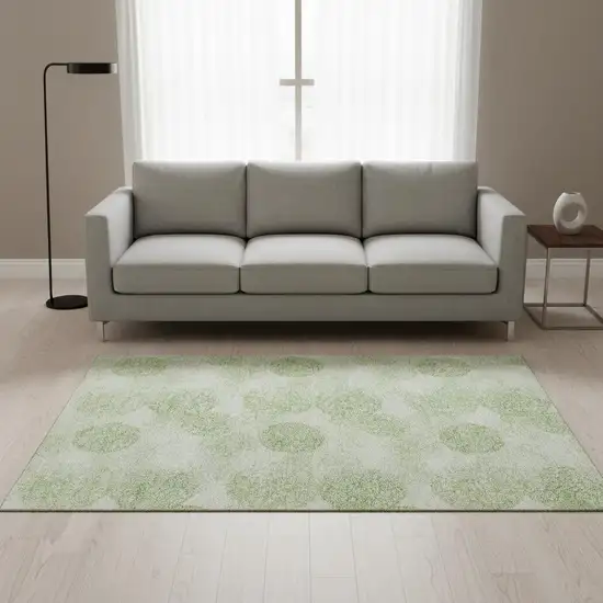 Artichoke Green And Ivory Abstract Washable Area Rug With UV Protection Photo 2