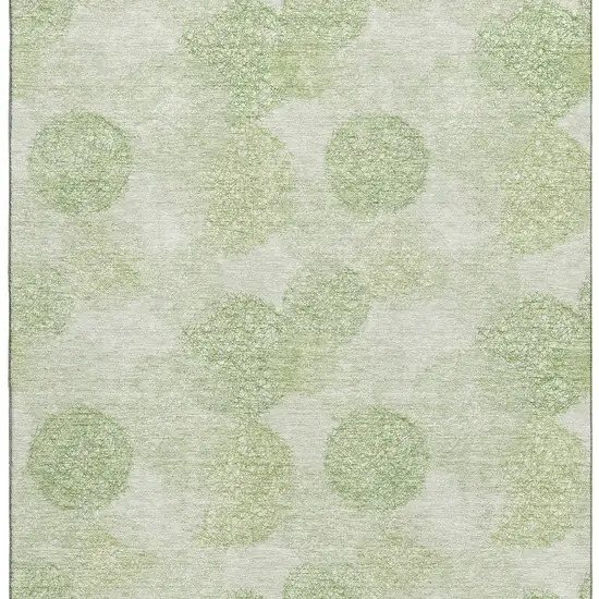 Artichoke Green And Ivory Abstract Washable Area Rug With UV Protection Photo 3