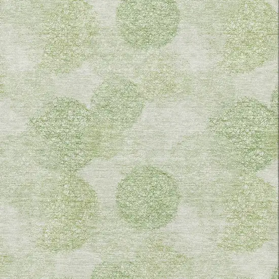 Artichoke Green And Ivory Abstract Washable Area Rug With UV Protection Photo 2