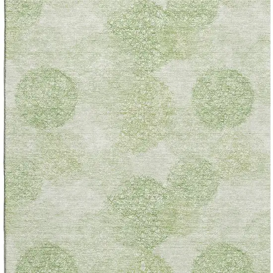 Artichoke Green And Ivory Abstract Washable Area Rug With UV Protection Photo 2
