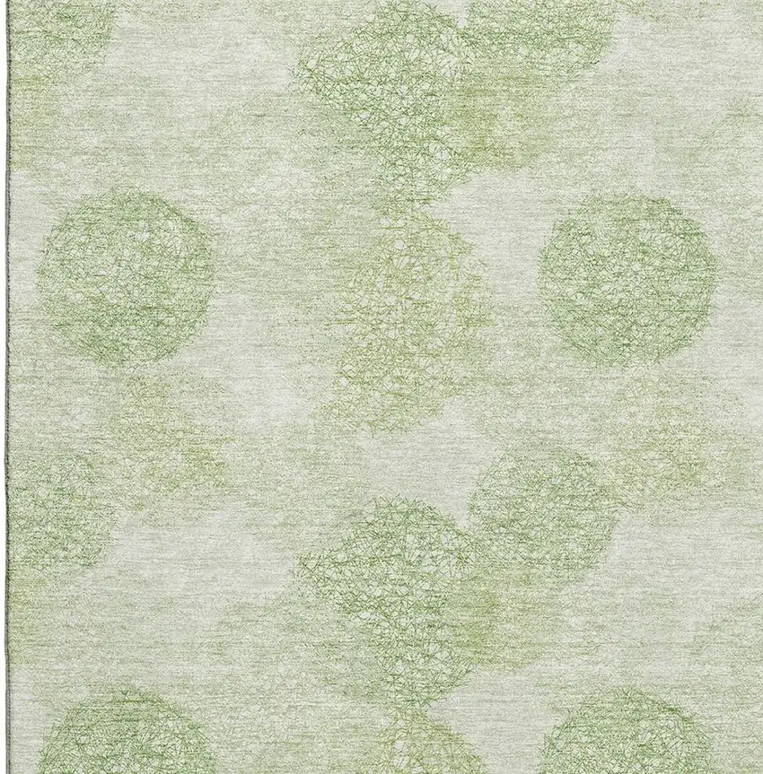 Artichoke Green And Ivory Abstract Washable Area Rug With UV Protection Photo 2