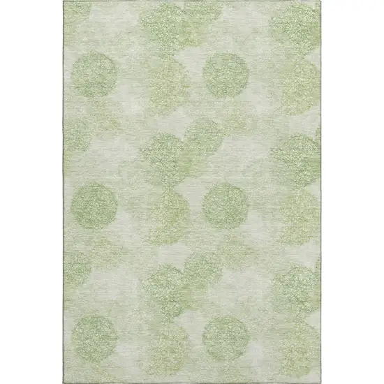 Artichoke Green And Ivory Abstract Washable Area Rug With UV Protection Photo 1