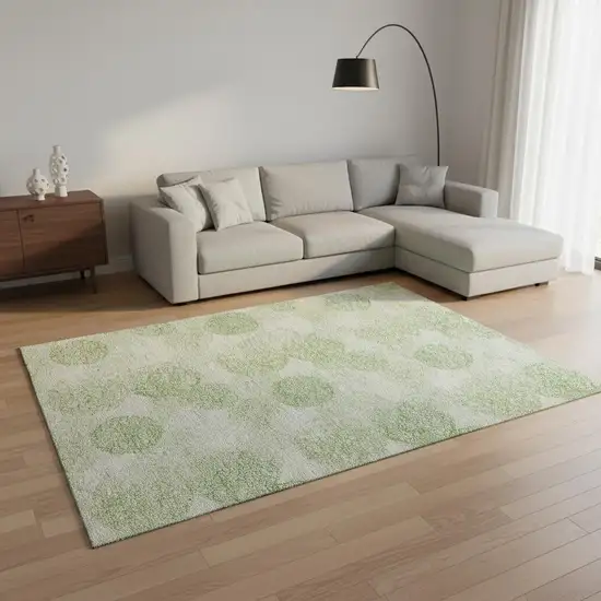 Artichoke Green And Ivory Abstract Washable Area Rug With UV Protection Photo 2