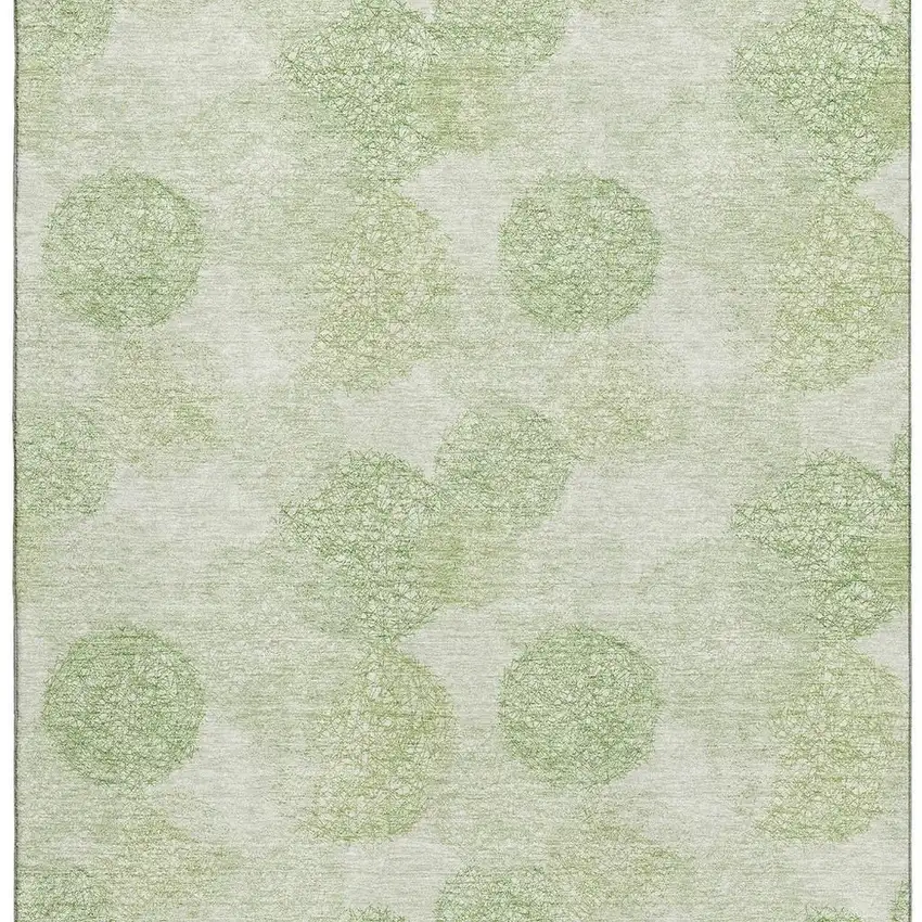 Artichoke Green And Ivory Abstract Washable Area Rug With UV Protection Photo 3