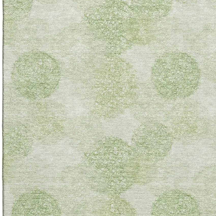 Artichoke Green And Ivory Abstract Washable Area Rug With UV Protection Photo 2