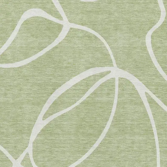 Artichoke Green And Ivory Abstract Washable Area Rug With UV Protection Photo 2