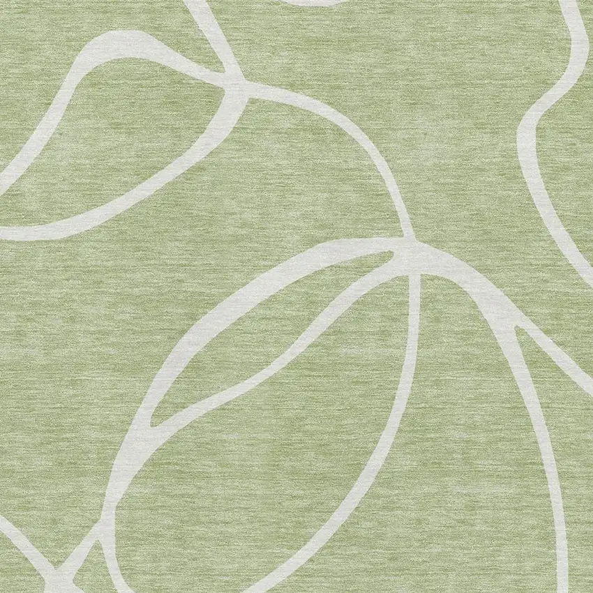 Artichoke Green And Ivory Abstract Washable Area Rug With UV Protection Photo 2