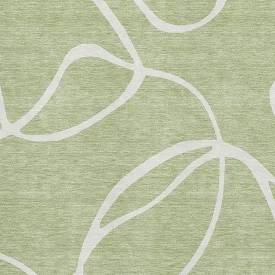 Artichoke Green And Ivory Abstract Washable Area Rug With UV Protection Photo 2
