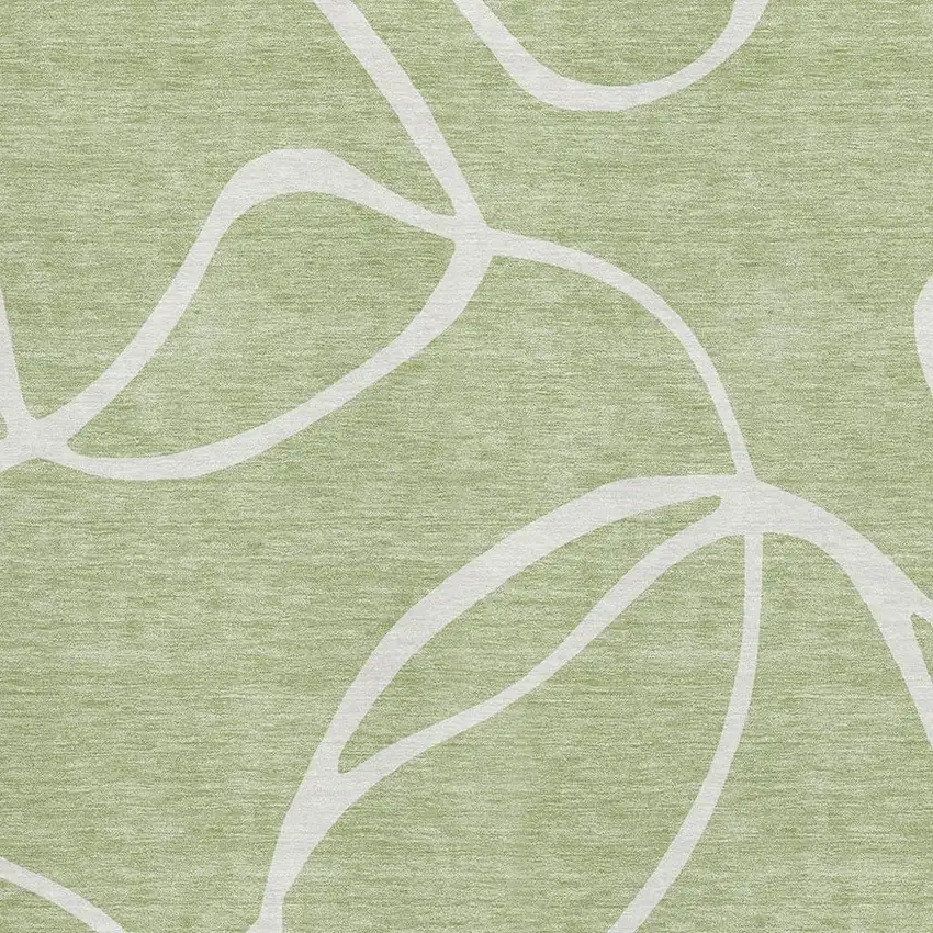 Artichoke Green And Ivory Abstract Washable Area Rug With UV Protection Photo 2