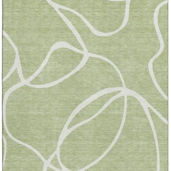 Artichoke Green And Ivory Abstract Washable Area Rug With UV Protection Photo 3