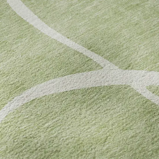 Artichoke Green And Ivory Abstract Washable Area Rug With UV Protection Photo 9