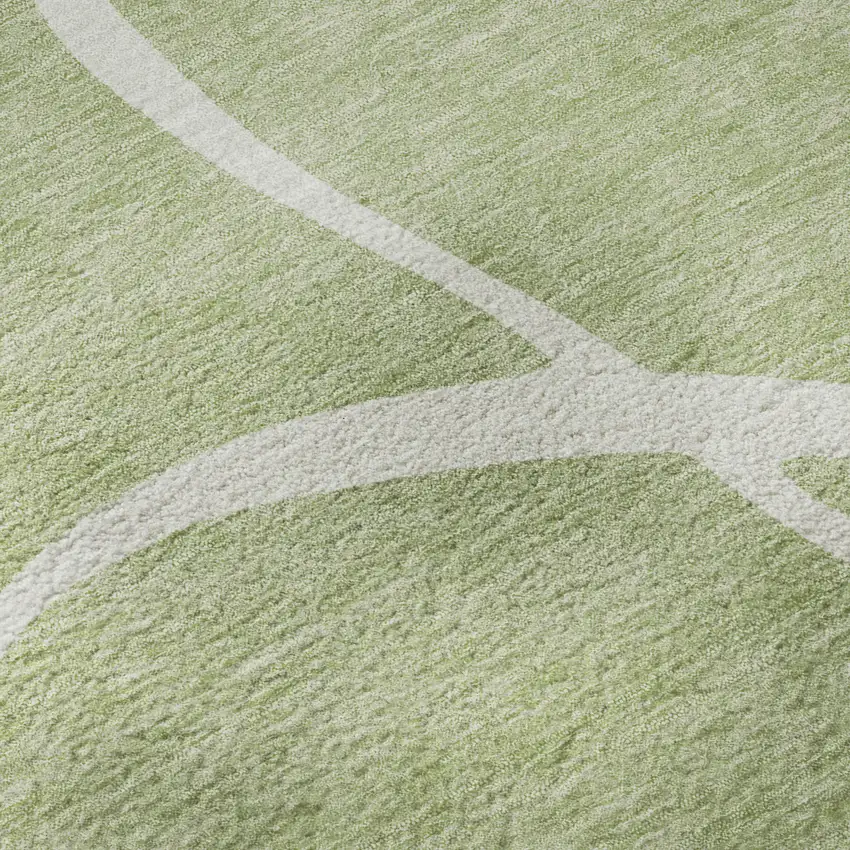 Artichoke Green And Ivory Abstract Washable Area Rug With UV Protection Photo 9