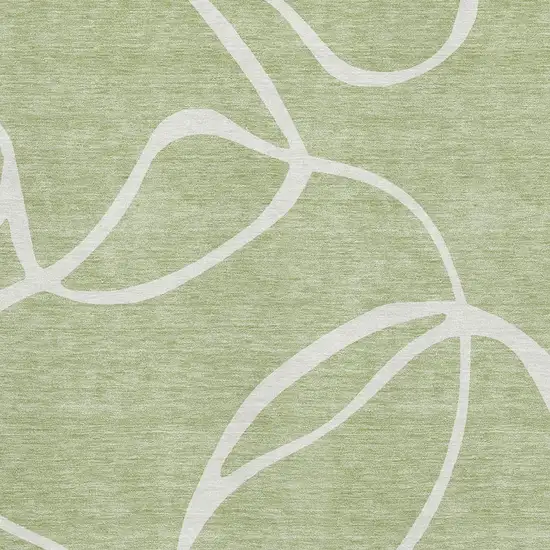 Artichoke Green And Ivory Abstract Washable Area Rug With UV Protection Photo 2