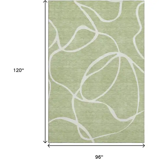 Artichoke Green And Ivory Abstract Washable Area Rug With UV Protection Photo 8