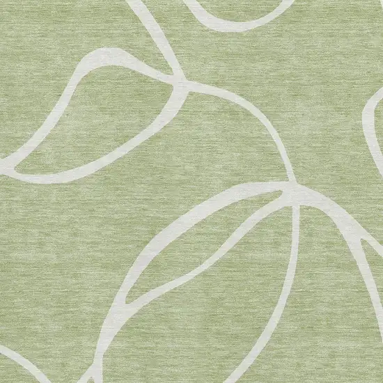 Artichoke Green And Ivory Abstract Washable Area Rug With UV Protection Photo 2