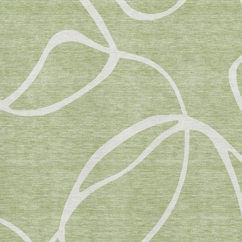 Artichoke Green And Ivory Abstract Washable Area Rug With UV Protection Photo 2
