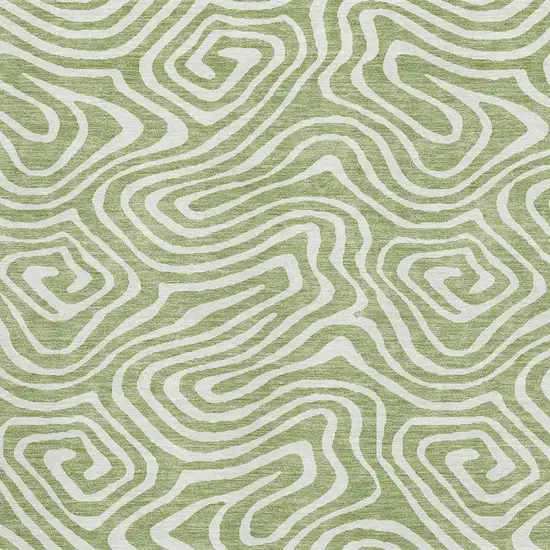 Artichoke Green And Ivory Abstract Washable Area Rug With UV Protection Photo 2