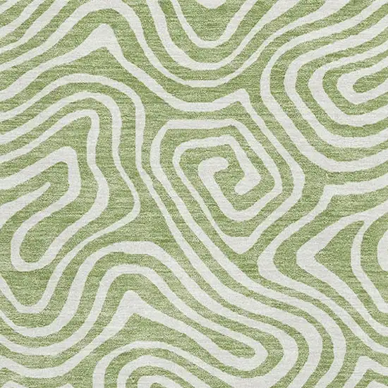 Artichoke Green And Ivory Abstract Washable Area Rug With UV Protection Photo 2