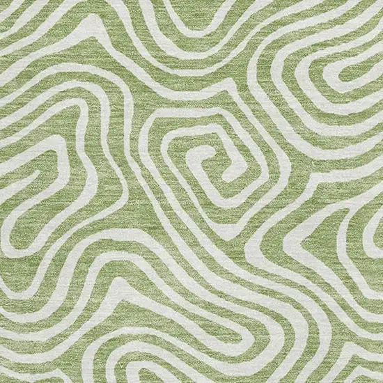 Artichoke Green And Ivory Abstract Washable Area Rug With UV Protection Photo 2