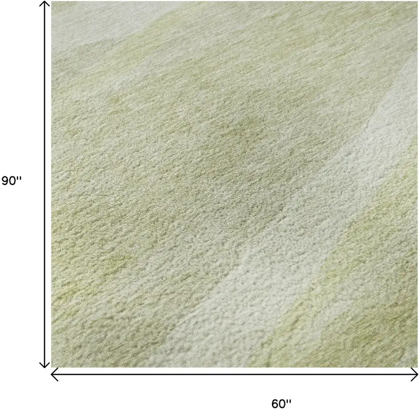 Artichoke Green And Ivory Abstract Washable Area Rug With UV Protection Photo 8