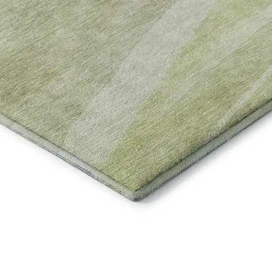 Artichoke Green And Ivory Abstract Washable Area Rug With UV Protection Photo 6