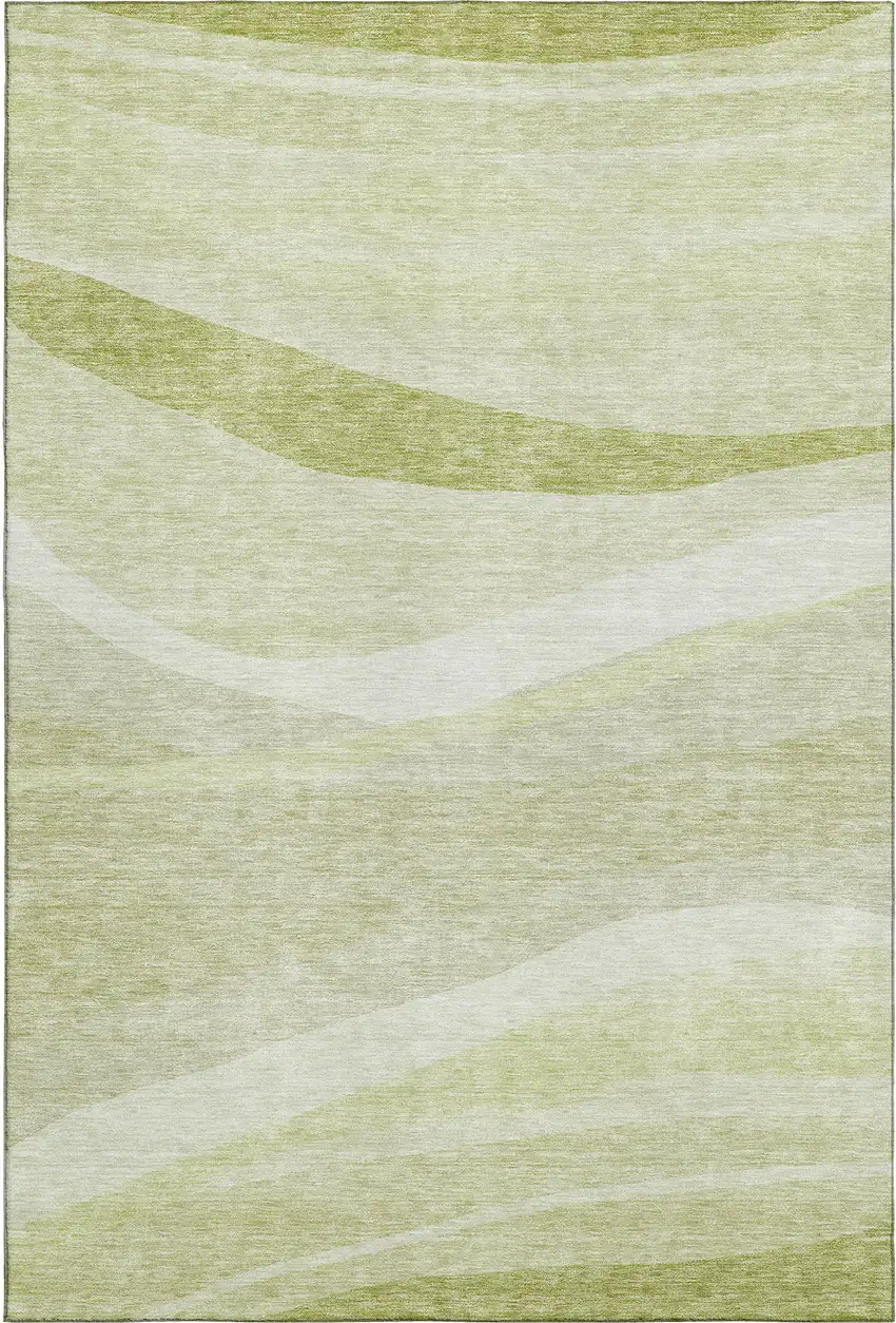 Artichoke Green And Ivory Abstract Washable Area Rug With UV Protection Photo 4