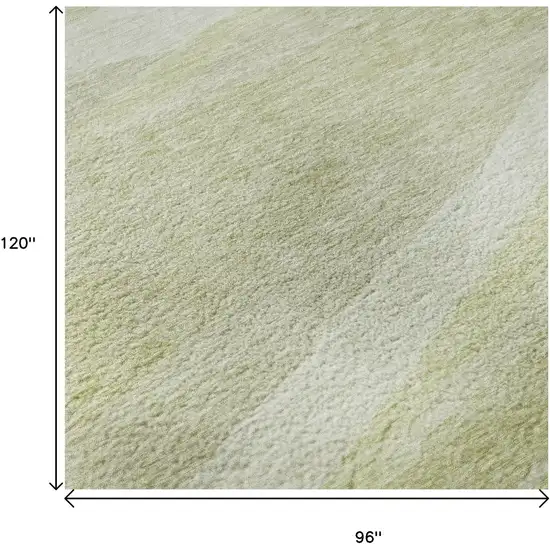 Artichoke Green And Ivory Abstract Washable Area Rug With UV Protection Photo 8