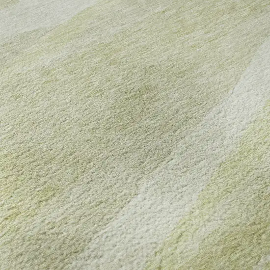 Artichoke Green And Ivory Abstract Washable Area Rug With UV Protection Photo 1