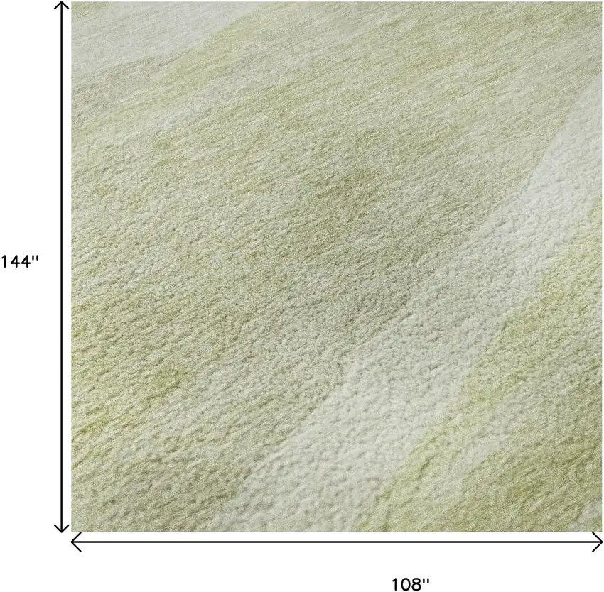 Artichoke Green And Ivory Abstract Washable Area Rug With UV Protection Photo 8