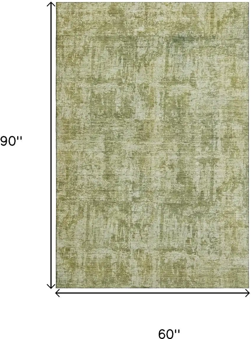 Artichoke Green And Ivory Abstract Washable Area Rug With UV Protection Photo 9