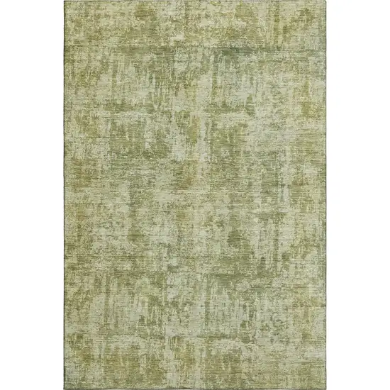 Artichoke Green And Ivory Abstract Washable Area Rug With UV Protection Photo 1
