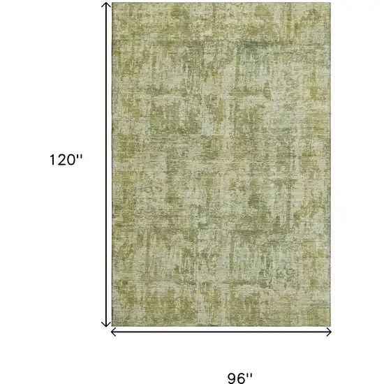 Artichoke Green And Ivory Abstract Washable Area Rug With UV Protection Photo 9