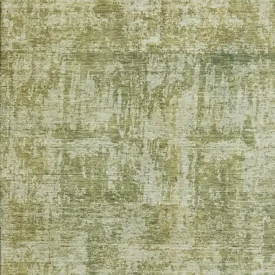 Artichoke Green And Ivory Abstract Washable Area Rug With UV Protection Photo 2