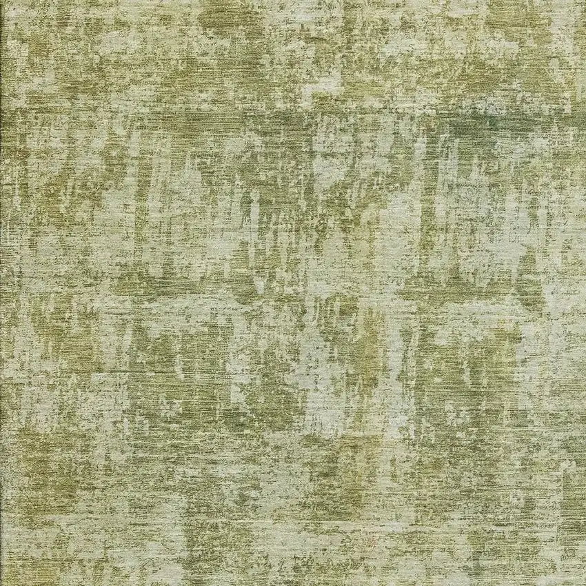Artichoke Green And Ivory Abstract Washable Area Rug With UV Protection Photo 2