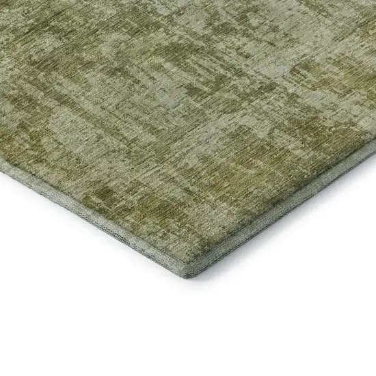 Artichoke Green And Ivory Abstract Washable Area Rug With UV Protection Photo 7